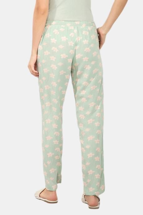 Amante Full Length Pyjama Bottom - Seafoam Green Floral Print — image 3